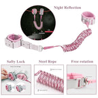 Reflective Toddler Harness with Anti Lost Wrist Link- 3 in 1 Baby Safety Leash with Key Lock Design for Boys/Girls, Walking Wristband Rope Protection Tether Belt, Pink