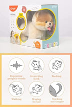 CU-MATE Plush Interactive Pomeranian Dog-Realistic Puppy Electronic Toy Dog with Walking/Barking/Wagging Tail/Talking- Robotic Pet Toy Present for Toddler Girls Boys