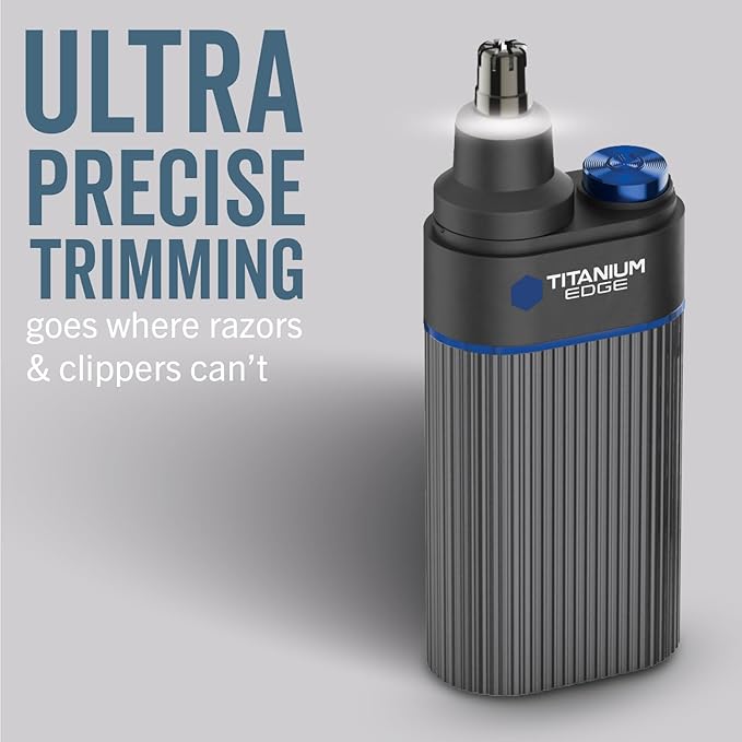 Microtouch Titanium Edge Ear & Nose Trimmer – Dual Rotary Blade Heads with Light – Water Resistant – Travel Friendly – Durable Design – Titanium Coated Blades for Precise, Comfortable Grooming
