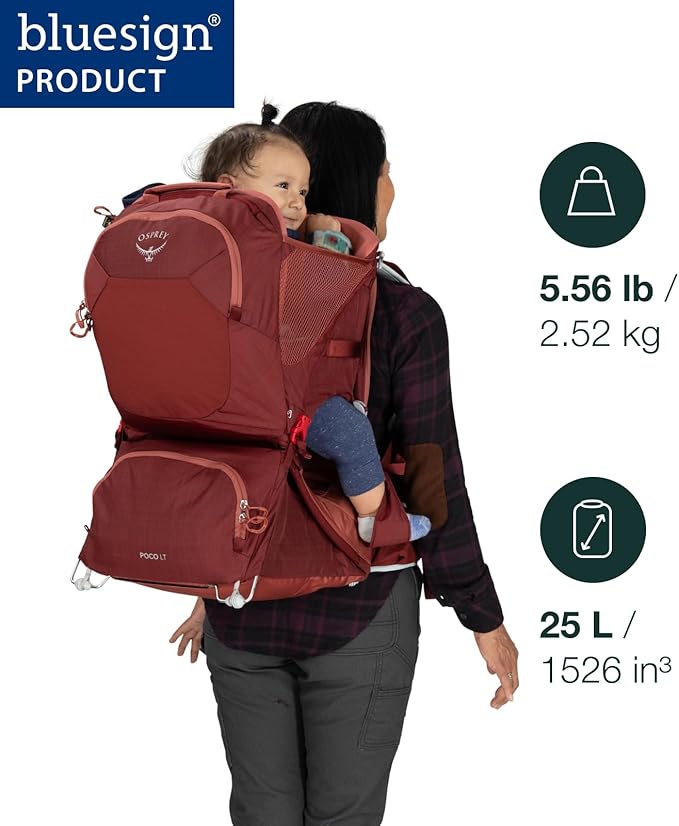 Osprey Poco LT Lightweight Child Carrier Backpack - Compact, Travel-Ready Kid Carrier with Sunshade and Adjustable Fit - Lightweight, Comfortable Hiking Carrier for Toddlers