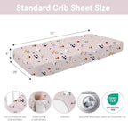 Plushii 4 Pack Fitted Crib Sheets for Baby Girls, 28"x 52" Extra Soft Microfiber Crib Sheet Set for Standard Crib & Toddler Mattress Pad,Pink Sheep
