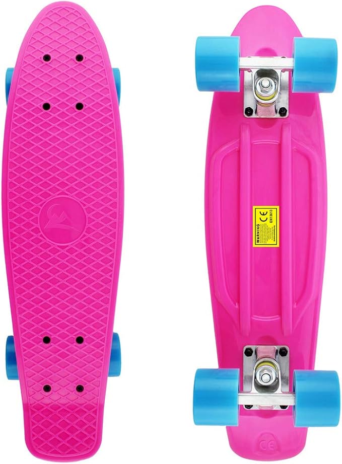 Skateboards Complete 22 Inch Mini Cruiser Retro Skateboard for Kids Boys Youths Beginners