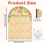 ORIGACH My First Year Baby Growth Photo Display Wood Board - 12 Months Newborn Milestones Photo Board - Neutral Baby Keepsake Board 1st Birthday Party Nursery Decor New Mom Gift - Tropical Leaves