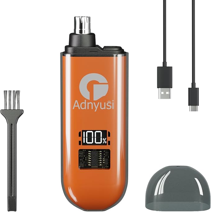 Adnyusi-2025 Professional Painless Nose Hair Trimmer, Unisex, USP Charging Digital Display, Double-Edged Blade That Does Not Harm The Nasal Cavity, Easy to Clean, Portable and Lightweight Design
