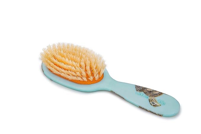 Rock & Ruddle Soft White Natural Boar Bristle Hairbrush for Babies and Young Children | Perfect for Fine Hair Detangling and Smoothing - Turtles