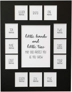 Rustic Red Door Co. Baby's First Year Picture Mat - No Frame - Little Hands and Little Toes Photo Collage - 13 Picture Slots - Newborn Birth to One Year Birthday - Watch Your Baby Grow (Black Mat)