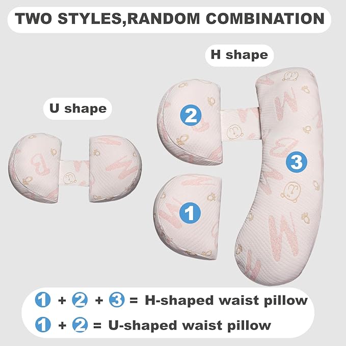 Pregnancy Pillow - Adjustable Maternity Support for Back & Belly, Multi-Use Body Pillow with Soft Cover, Must-Have for Pregnancy