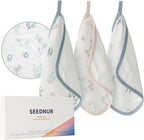 Baby Washcloths for Newborn, Soft Face Cloths for Baby, Absorbent Baby Bath and Face Towels, Reusable Baby Wipes, Burp Cloths to Baby Essentials Must Haves - 3 Pack