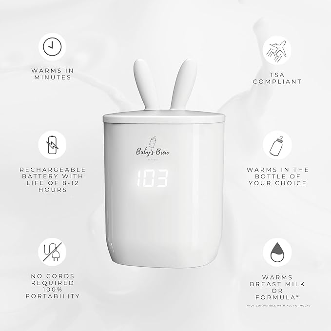 Baby’s Brew Superfast Baby Bottle Warmer – Portable, Travel-Friendly & Outdoor Warmer for On-The-Go Use – Warms Breast Milk, Formula & Water – BPA-Free | Only Warmer | Bottle Adapter Not Included