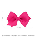Wee Ones Girls' Plain Wrap Classic Grosgrain Hair Bows on a WeeStay No-Slip Hair Clip, Handmade, Wee, White
