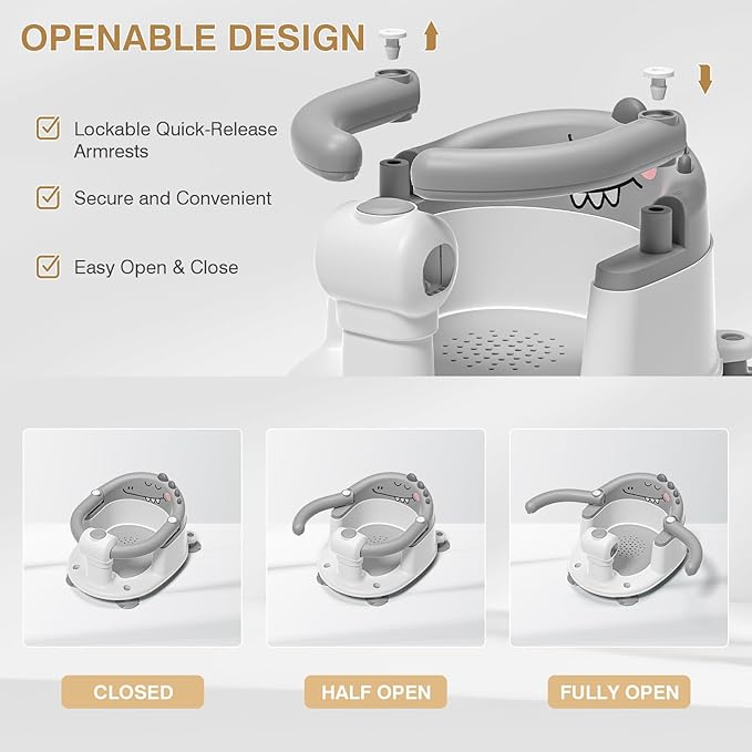 Baby Bath Seat for Babies 5 Months & Up - Non-Slip Bath Seat for Sitting Up, Soft Cushion & Compact Design, Toddler Bathtub Seat