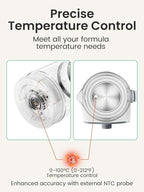 GROWNSY Baby Instant Warmer, Glass Water Boiler with Accurate Temperature Control for Formula, Coffee and Tea, 1.3 Liter Electric Kettle with LCD Display and Timer