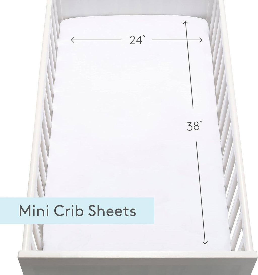 Newton Baby Organic Fitted Mini Crib Sheet (2-Pack) - Ultra-Breathable and Soft, 100% Organic Muslin Cotton, Machine Washable, Fit Any Mini Sized Crib 24" x 38" and up to 8", White