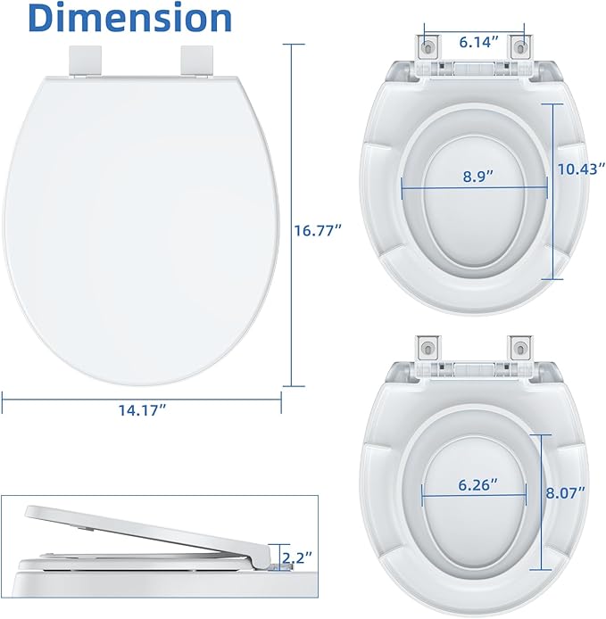 Round Toilet Seat with Toddler Seat – PP Quick Release Potty Training Toilet Seat Cover, White 2-in-1 Design for Children & Adult Toilets
