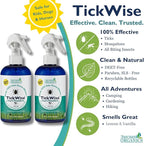 3 Moms Organics, TickWise 8oz Extra Strength Double Whammy 2-Pack - DEET- Free, Tick and Insect Repellent, Plant Based Essential Oils, All Natural Ingredients, Safe for Kids, Adults, Dogs & Horses