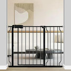 Fairy Baby Walk Through Baby Gate 38.5-43.5 Inch Wide, Pressure Mounted Safety Gate with Door No Drill, Black Tension Metal Gate for Dog and Toddler