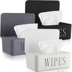 3 Pack Baby Wipes Dispenser Holder Wipe Container for Bathroom with Lid Toilet Tissue Paper Storage Refillable Box for Home Office Cars(Small,Black, White, Gray)