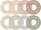 Baby Closet Dividers for Clothes – Earth Tone Round Baby Clothes Dividers for Closet Rod, Nursery Closet Organizer & Decor, Clear Labels for Easy Sorting, Fits Most Rods