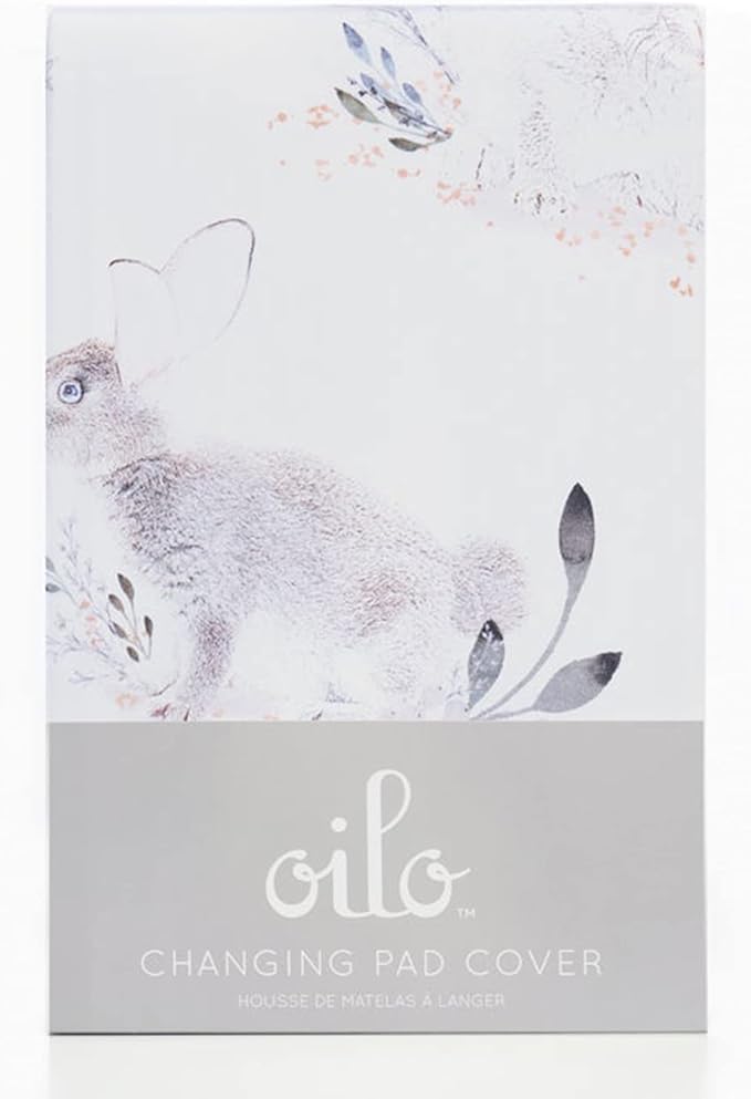 Oilo Crib Sheet, Breathable, Fitted, Turkish Cotton Jersey, 300 Thread Count, Machine Washable, Fits Standard Crib (28" x 52" x 6"), Toddler Bedding, Girl, Boy, & Neutral Design, Cottontail Bunny