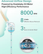 Koalababy Electric Nasal Aspirator for Baby – Hospital-Grade Nose Suction, 9 Suction Levels, Baby Nose Sucker, Nasal Cleaner, Night Light & Music, Soft Silicone Tips, Travel Bag