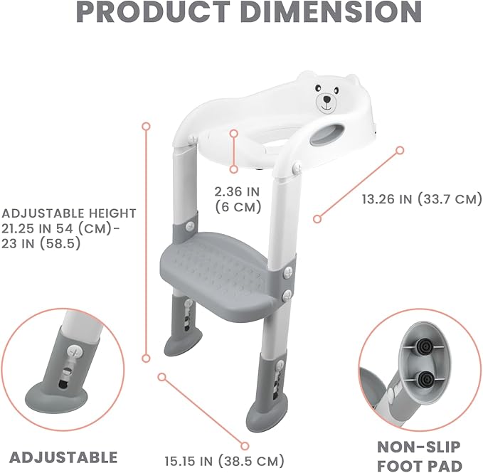 Lulyboo Potty Training Seat & Step Stool with Ladder for Toddlers - Adjustable Non-Slip Seat with Splash Guard, Built-in Handles, and Tracking Chart - Stress-Free and Comfortable Potty Training