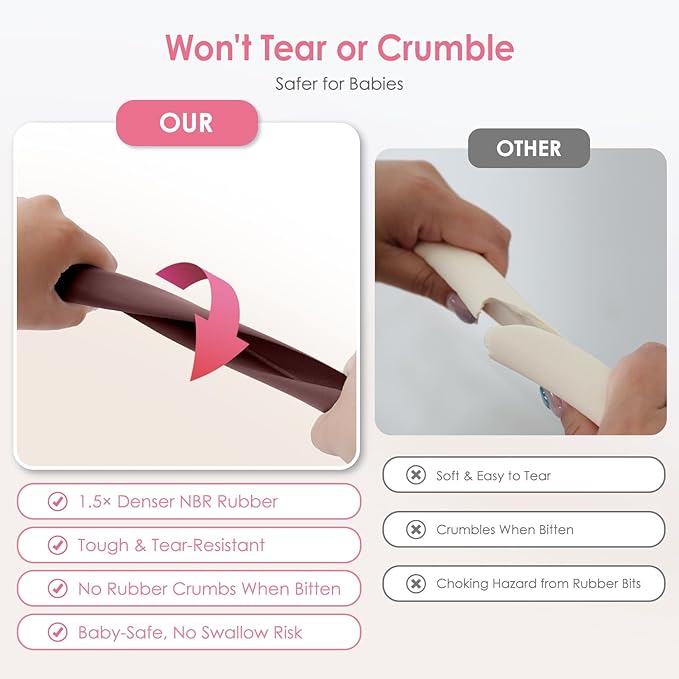 Baby Proofing Corners and Edges Protector Guards (16.5FT Edge +8 Corners), Soft Rubber Foam Edge Protector with Removable Double Sided Tapes, Furniture Table Bumper Guard for Baby Safety-Brown