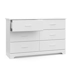 Storkcraft Brookside 6-Drawer Dresser (White) – GREENGUARD Gold Certified, White Dresser for Bedroom, Kids & Nursery Storage Chest, Safety Interlocking Drawers, Pre-Installed Tracks, Kids Chest