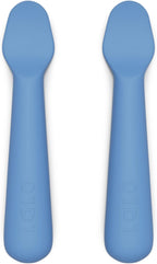 Lalo Little Spoon Set - 2 Piece Baby Spoons Set for Infants & Babies - Made From Food Grade Silicone Dishwasher Safe - Baby Feeding Essentials for Early Stage Mealtime - Blueberry