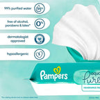 Pampers Baby Wipes Aqua Pure, 99% Water Based Wipes, Hypoallergenic and Unscented Infant Wipe, 896 Total (16 Flip-Top Packs)