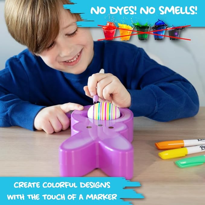 The Eggmazing Egg Decorator - Peeps Bunny - Arts and Craft Set Includes 6 Colorful Quick Drying, Non-Toxic Markers - Purple - Packaging May Vary