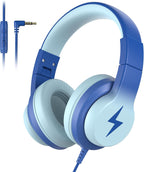 Kids Wired Headphones for Kids with Microphone, 85/94dB Volume Limiter Headphones for Girls Boys, Light Blue