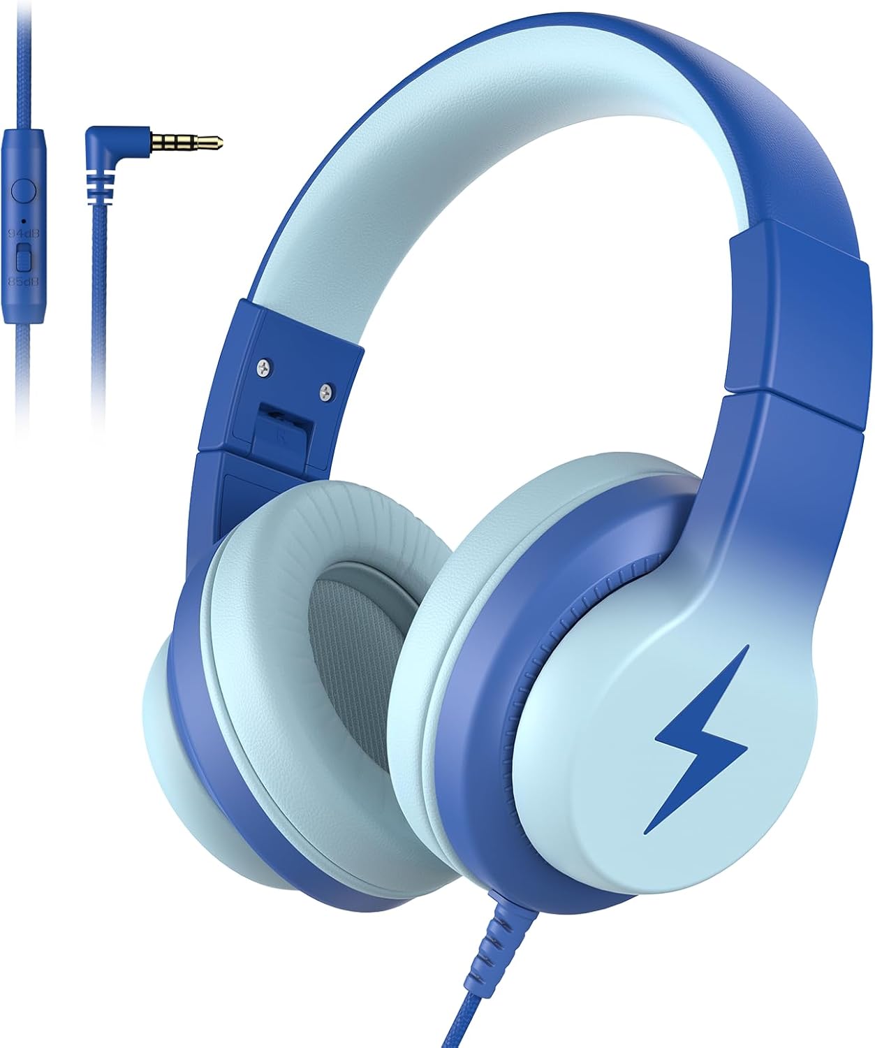 Kids Wired Headphones for Kids with Microphone, 85/94dB Volume Limiter Headphones for Girls Boys, Light Blue