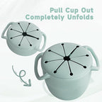 Snack Cups for Toddlers Spill Proof,Baby Snack Containers,Collapsible Food Grade Silicone Snack Cup,Dishwasher Safe and BPA Free,Set Of 2,13 Oz,Blue