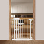 Narrow Baby Gate or Doorways No Drill 29.13-33.86 Inch,Pressure Mounted Metal Child Gates for Wide Openings,Walk Through Pet Gate Indoor Auto Close,White