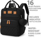 Diaper Bag Backpack – Large Waterproof Baby Bag with USB Charging Port, Changing Pad & Stroller Straps – Stylish, Durable & Hands-Free Travel Organizer for Moms & Dads (Black)