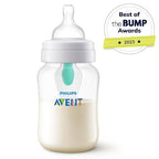 Philips Avent Anti-Colic Baby Bottle with AirFree Vent, 9oz, with Flow 2 Nipples, 1m+, 4pk, Clear, SCY703/04