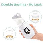 Portable Cordless Baby Bottle Warmer for Travel, Rechargeable with 8 Adapters & 1 Milk Powder Container, Safe Material, Fast Heating, Compatible with Major Brands,White