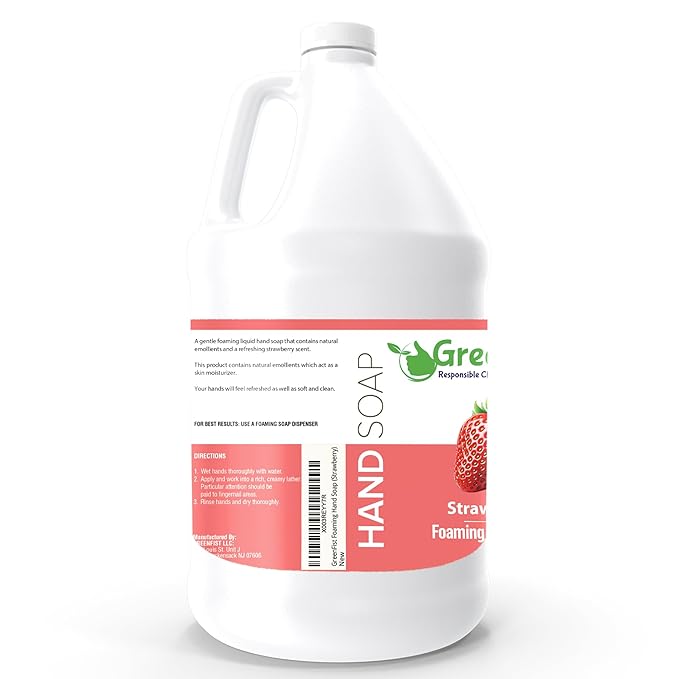 GreenFist Foaming Hand Soap Refills Strawberry Scent Jug Foam Refill Made in USA, 128 ounce (1 Gallon)