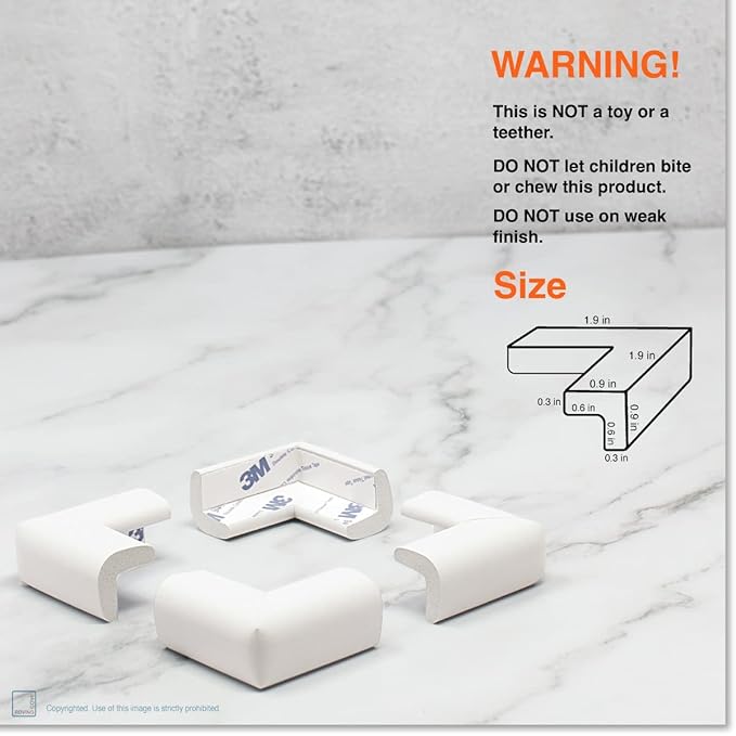 Roving Cove Slim-Fit Corner Edge Protector for Baby Proofing (Small 15ft Edge 4 Corners), Furniture Safety Bumper Guard, Soft NBR Rubber Foam, 3M Adhesive, Oyster White (Off White)