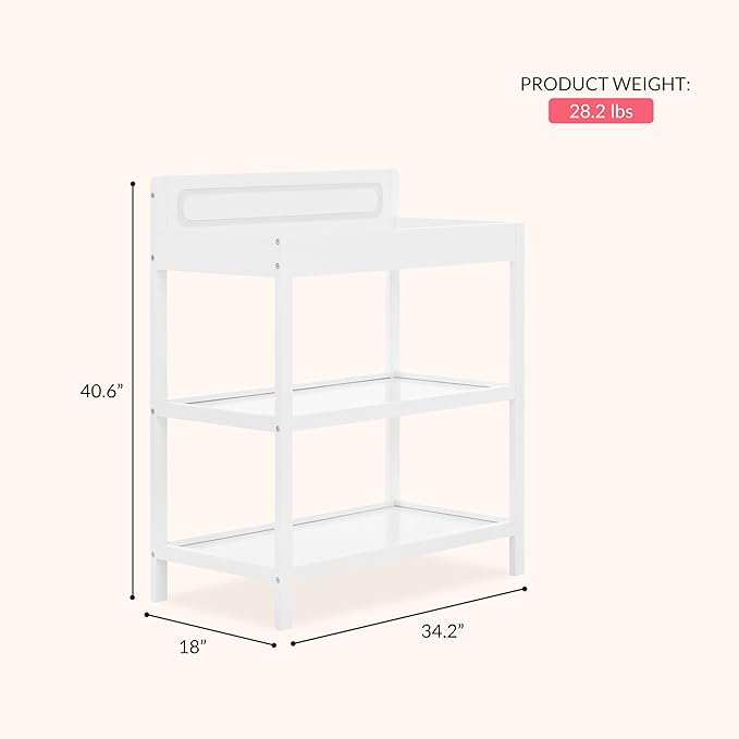 Dream On Me Avery Changing Table in White – JPMA Certified, Multiple Spacious Storage Shelves, Compact Slim Space-Saving Design, Water-Based Non-Toxic Finish