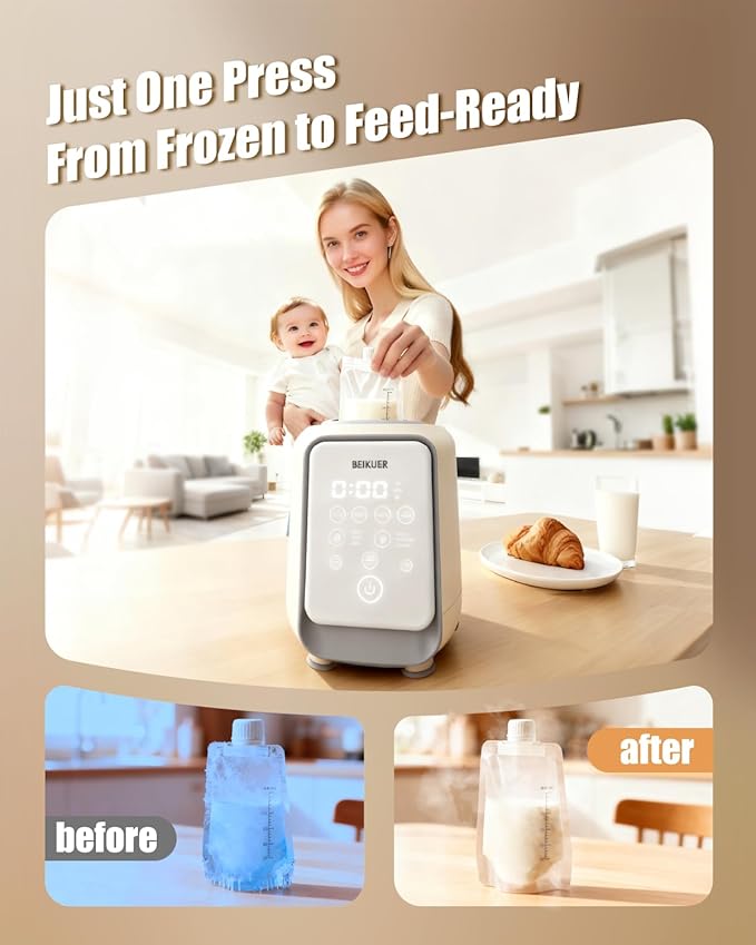 12-in-1 Baby Bottle Warmer for Breastmilk, 98°F 2m Fast Heating Milk Warmers, 24H Locks Nutrients with 360° Swirlable Heat, Precise Even Warming & Temperature Control, Fits All Bottles, Bags, Jars