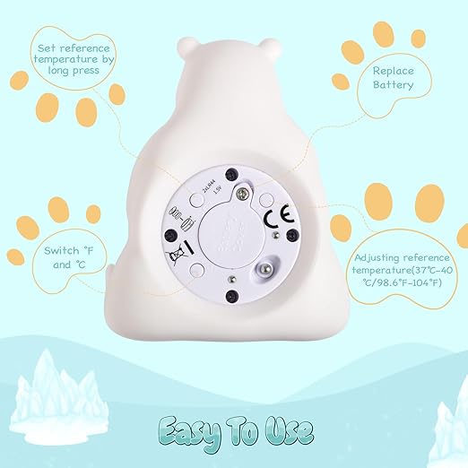 Baby Bath Thermometer for Infants,Cute Polar Bear Digital Bath Thermometer for Baby,Room&Water Temperature Toy