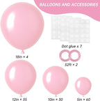 RUBFAC 129pcs Pastel Pink Balloons Different Sizes 18 12 10 5 Inches for Garland Arch, Light Pink Balloons for Birthday Valentine's Day Baby Shower Gender Reveal Wedding Party Decoration