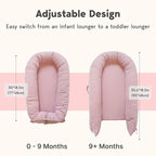 Deluxe Infant Lounger, Baby Nest Cover for Baby Girls & Boys, Newborn Essentials for Baby 0-12 Months, 100% Cotton (Mistyrose)