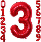 GOER Red Foil Balloons Number 1,Huge Number Balloons for 3rd Birthday Party Supplies Anniversary Decorations (3 pcs,42 inch,32 inch,16inch)