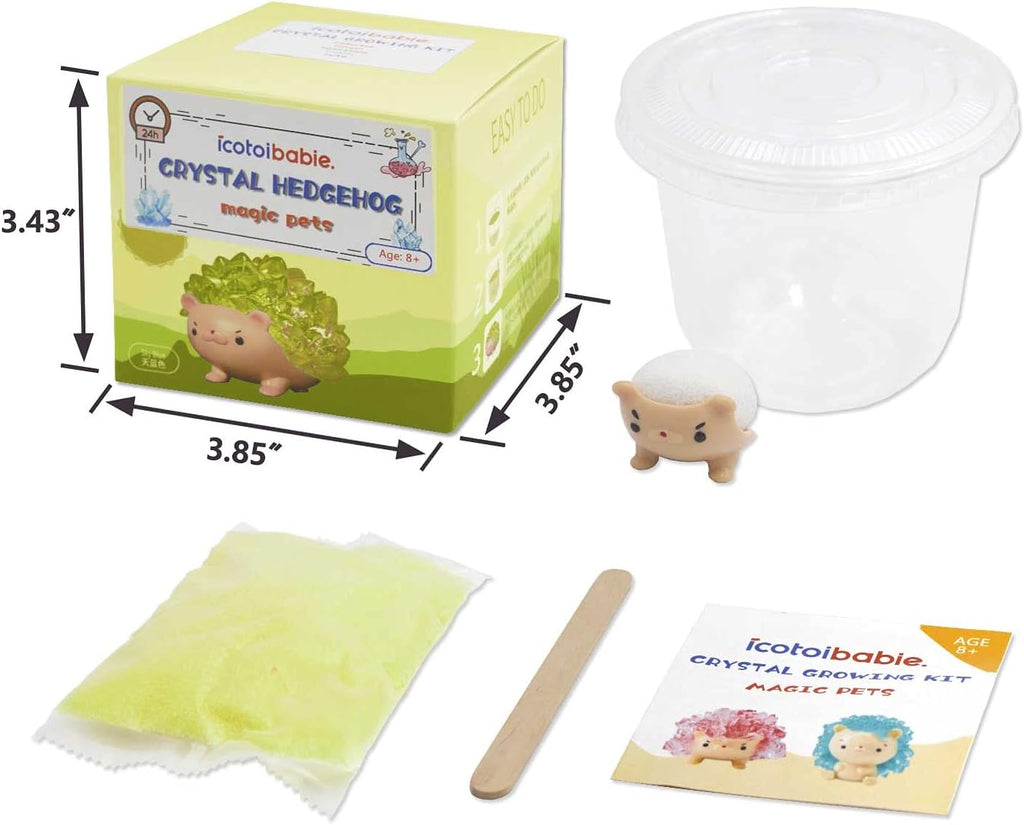 Crystal Growing Toys for Kids - Vibrant Colorful Crystal Hedgehog to Grow,Science Experiments Learning and Education for Kids STEM Gifts for Boys & Girls 8 Years + (Sunset Yellow)