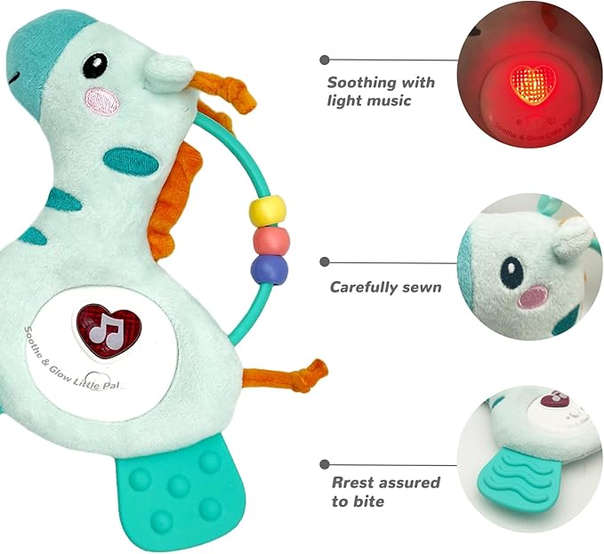 Baby Musical Activity Soft Toys with Sound & Light, Sensory Toys for Infant Developmental with Teether, Rattle and Textures, Soft Plush Toy for Newborn Gift 6 to 12 Months (Giraffe)