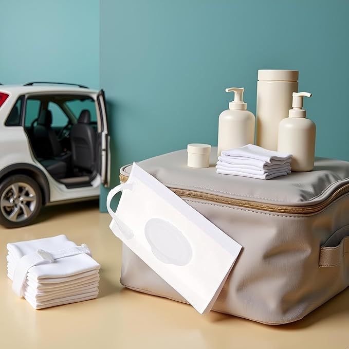 3Pcs White Wipe Case Travel Holder Keeps Wipes Moist Set of Wet Wipes Holders Cases Portable Travel On The Go Refillable Dispenser Container Diaper Wipe Holders Wipes Holders