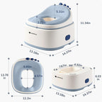 3 in 1 Potty Training Toilet, Dinosaur Toddler Potty Training Seat for Boys Girls with Comfortable Cushion, Easy-to-Clean and Anti-Slip Potty Training Step Stool for Toilet (Blue)