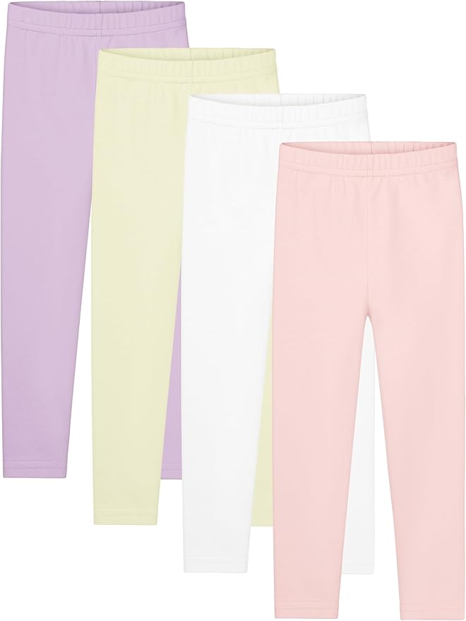 Resinta 4 Packs Toddler and Baby Girls Cotton Leggings Full Length Pants Stretchy Soft Tights Pants for Kids